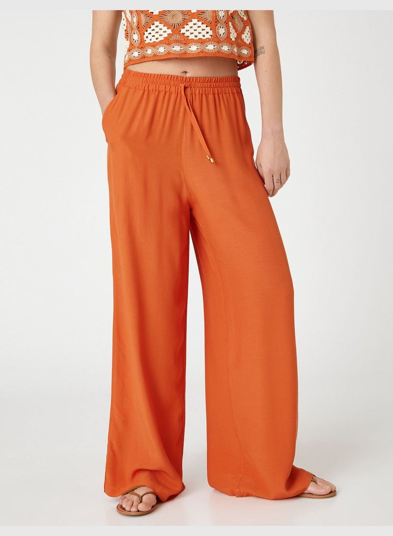 Drawstring Pocket Wide Leg Trousers