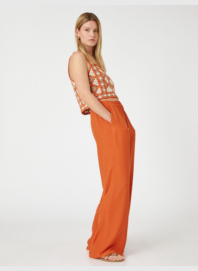 Drawstring Pocket Wide Leg Trousers