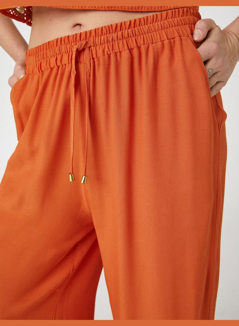 Drawstring Pocket Wide Leg Trousers