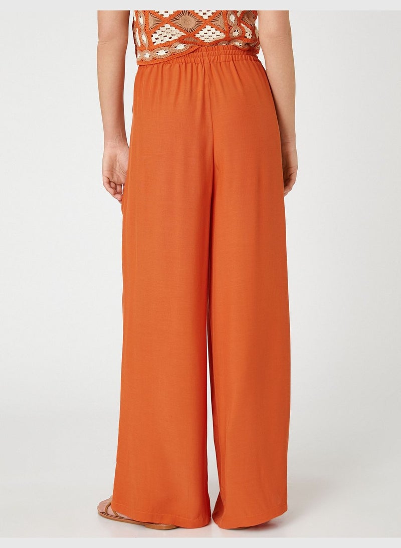 Drawstring Pocket Wide Leg Trousers