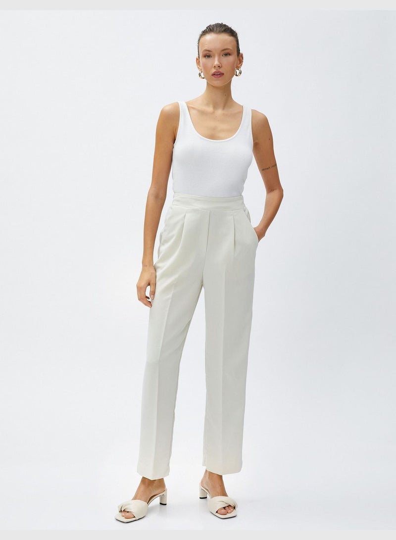 Elastic Waist Modal Mix Carrot Trousers