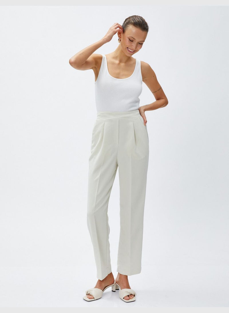 Elastic Waist Modal Mix Carrot Trousers