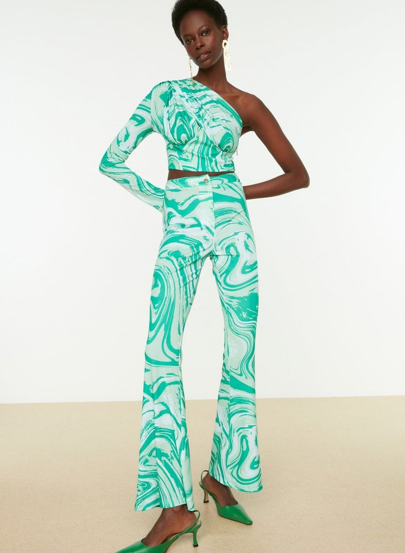 Printed High Waist Flared Pants