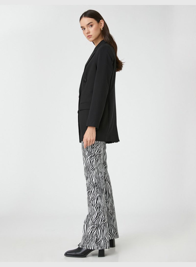 High Rise Zebra Patterned Flare Trousers