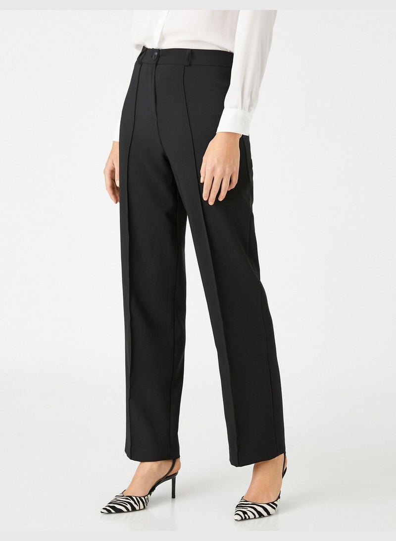 Straight Leg Trousers Ribbed