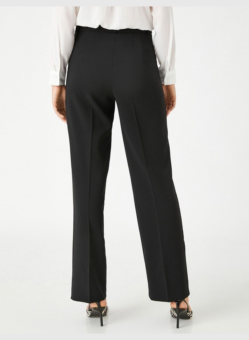 Straight Leg Trousers Ribbed