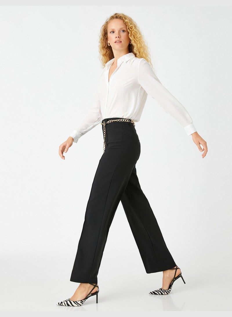 Straight Leg Trousers Ribbed