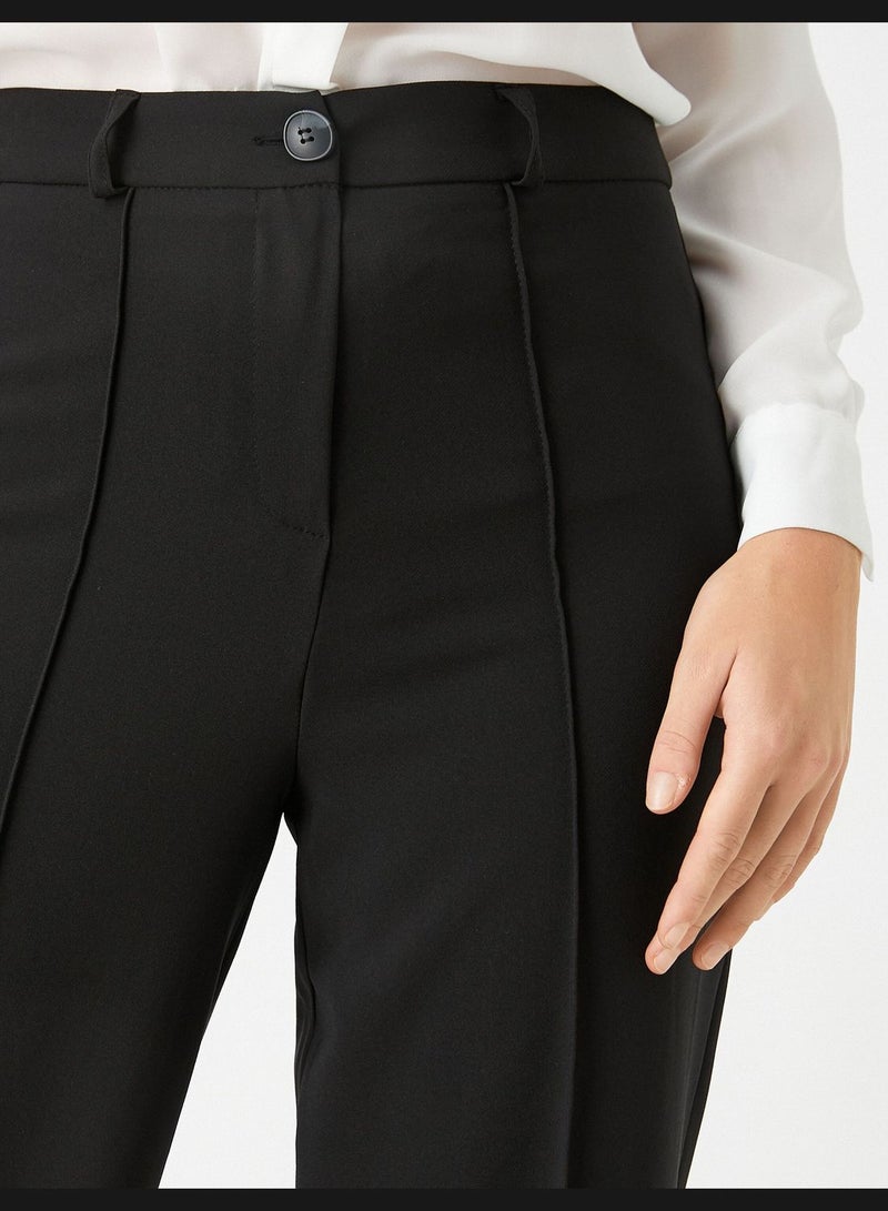 Straight Leg Trousers Ribbed