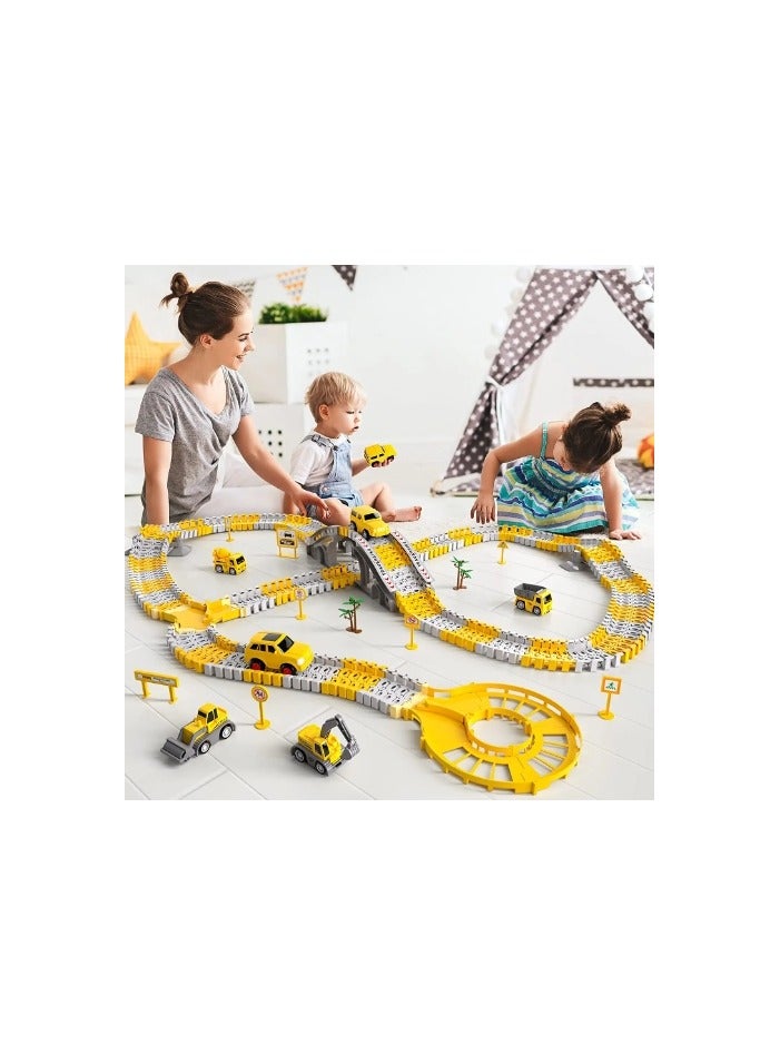 236 PCS Construction Toys Race Tracks for Boys Kids Toys, 6 PCS Construction Car and Flexible Track Playset Create A Engineering Road for 3 4 5 6 Year Old Boys Girls Toys