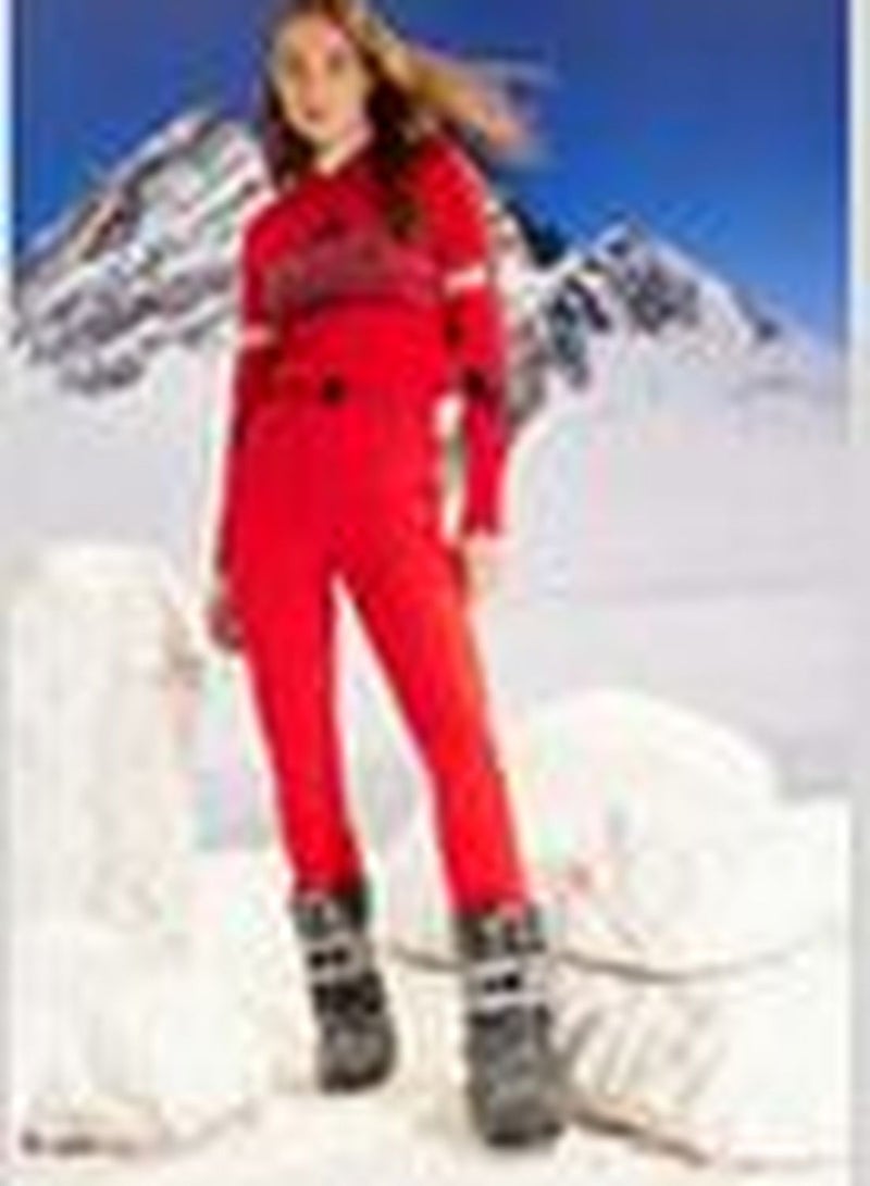 Winter Essentials Red Water Repellent Parachute Fabric Waist Belted Ski Trousers THMAW24EA00001