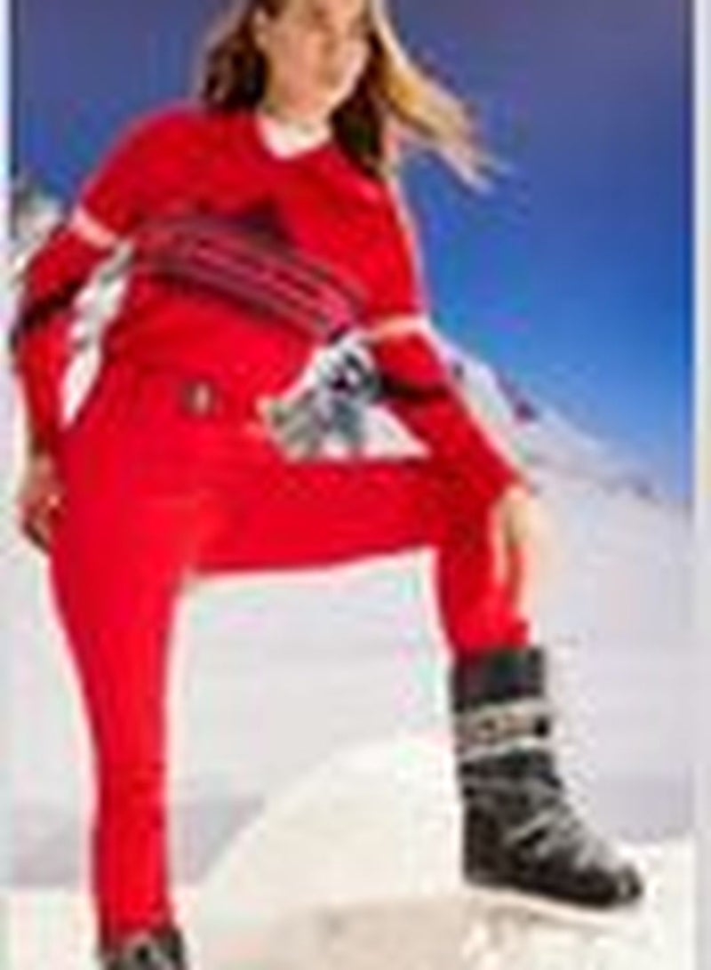 Winter Essentials Red Water Repellent Parachute Fabric Waist Belted Ski Trousers THMAW24EA00001