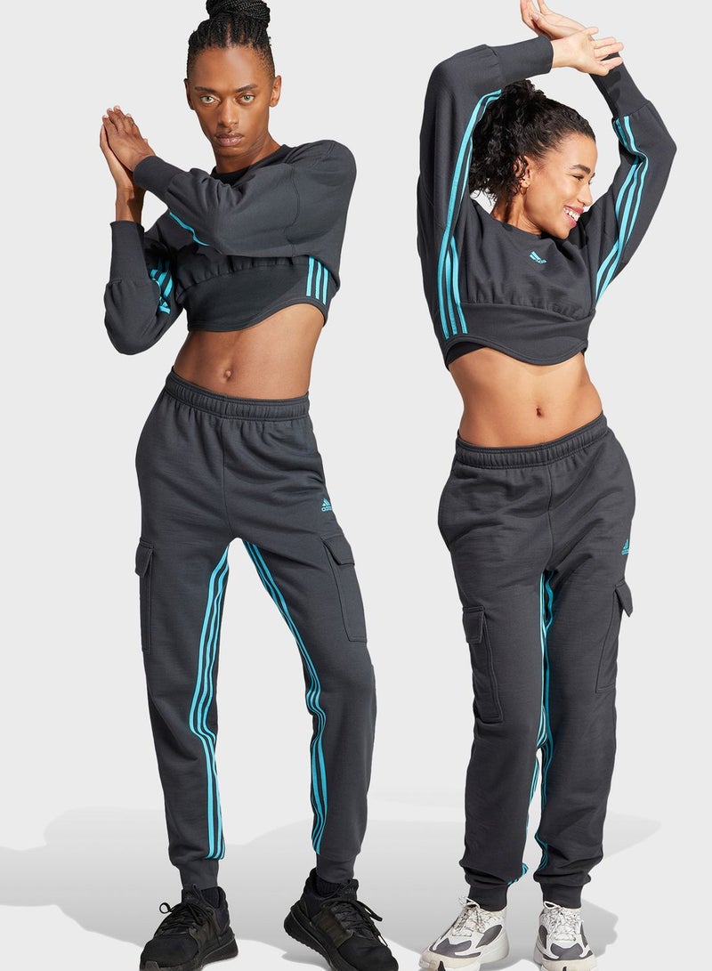 Dance 3-Stripes High-Waisted Tapered Cargo Joggers
