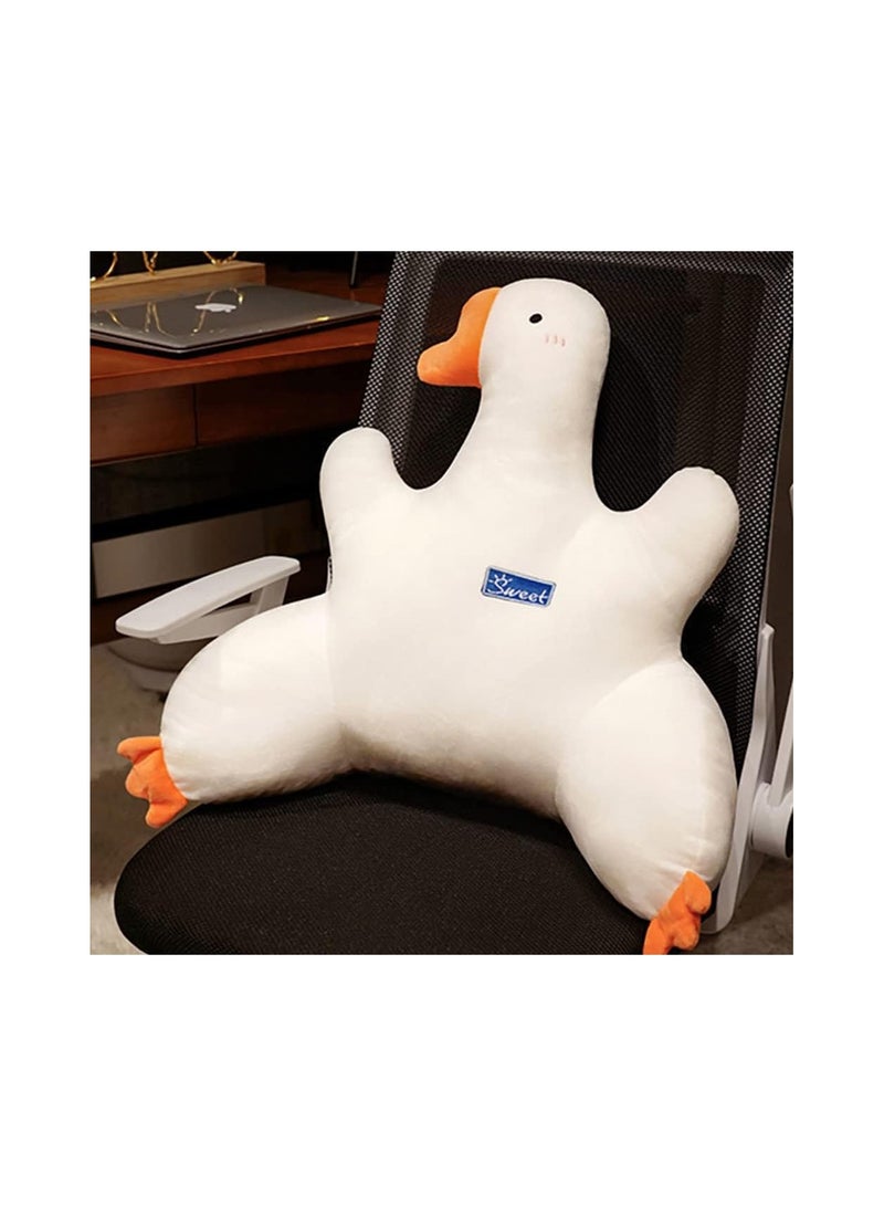 Goose Shaped Plush Lumbar Pillows Waist Rest Cushion, with Washable Cover Back Support Pillow, Bedrest Reading Pillows Chair Back Cushion for Bedroom