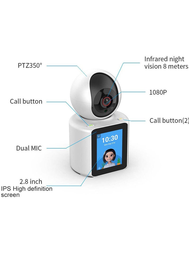 Wireless 1080P IP Camera with WiFi Connectivity, Infrared Night Vision, Two-Way Video Call, and Smart Home Integration for monitoring.