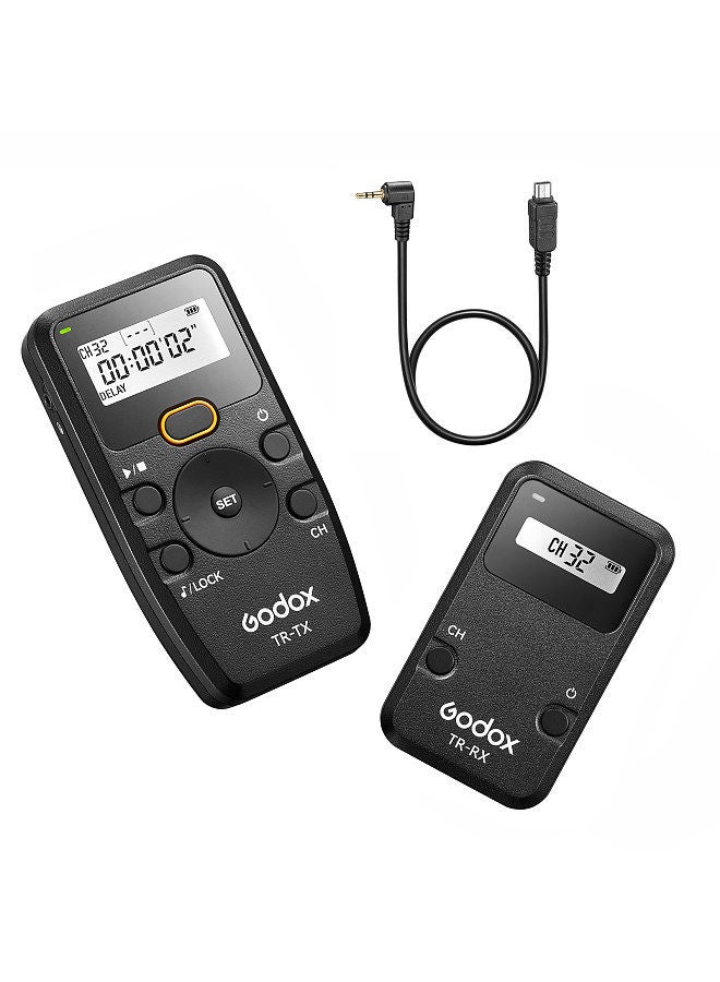 Godox TR Series 2.4G Wireless Timer Remote Control Camera Shutter Remote(Tramsmitter & Receiver) 6 Timer Settings 32 Channels 100M Control Distance
