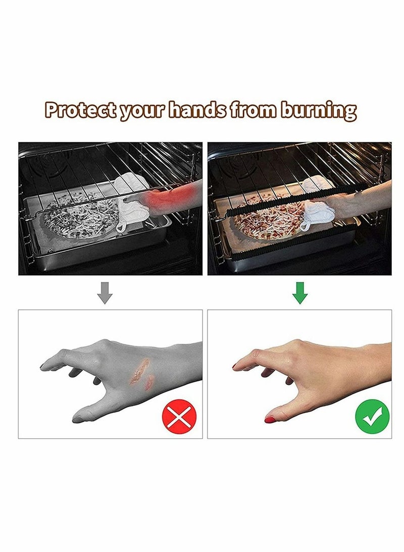 Oven Rack Shields, 4 Pack Heat Resistant Silicone Oven Rack Cover 14 Inches Long Oven Rack Edge Protector, Protect Against Burns and Scars Protector Hot Strip (Black)