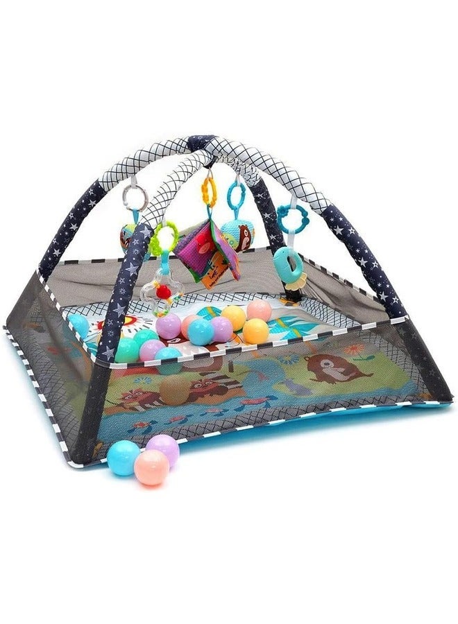 MYK - Baby Play Mat and Gym for Infants Boys and Girls - Tummy Time Baby Activity Center and Entertainer with Hanging Toys - Soft Playpen with Balls - Foldable Play Gym