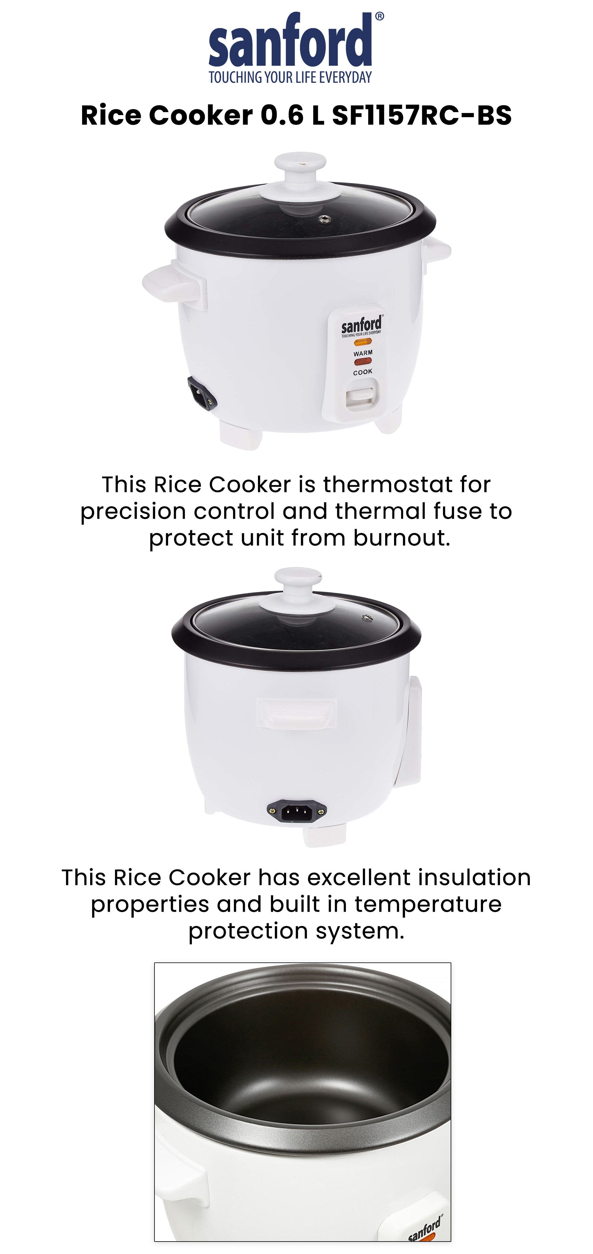 Rice Cooker 0.6 L 300.0 W SF1157RC-BS White