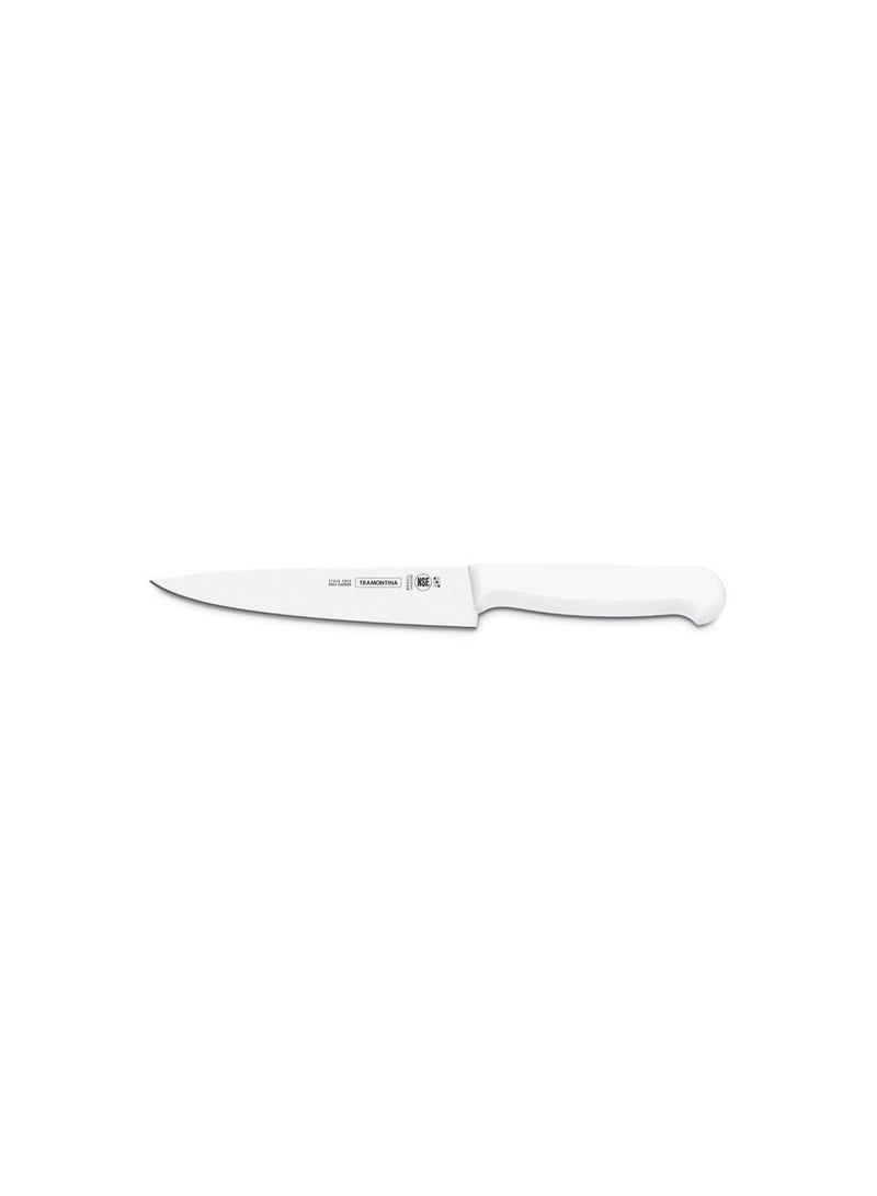 Professional 10 Inches Meat Knife with Stainless Steel Blade and White Polypropylene Handle with Antimicrobial Protection