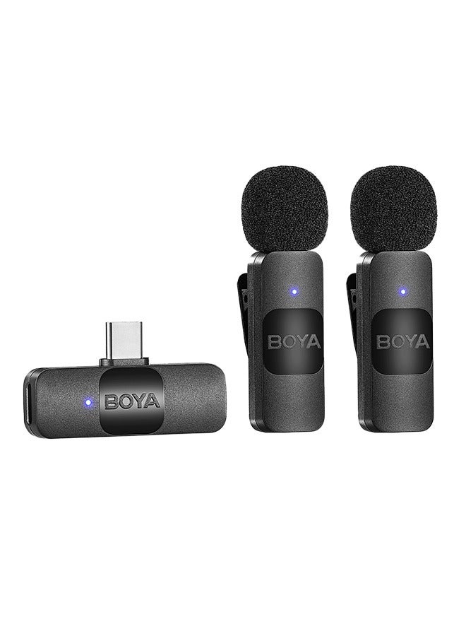 BOYA BY-V20 Wireless Lavalier Microphone for USB-C Interface Device,Noise Noise-cancelling Mini Condenser for Video Audio Recording