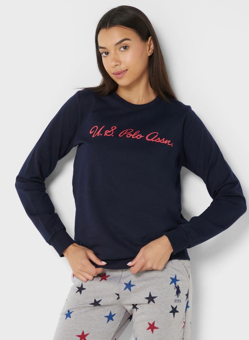 Printed High Waist Logo Pyjama Set