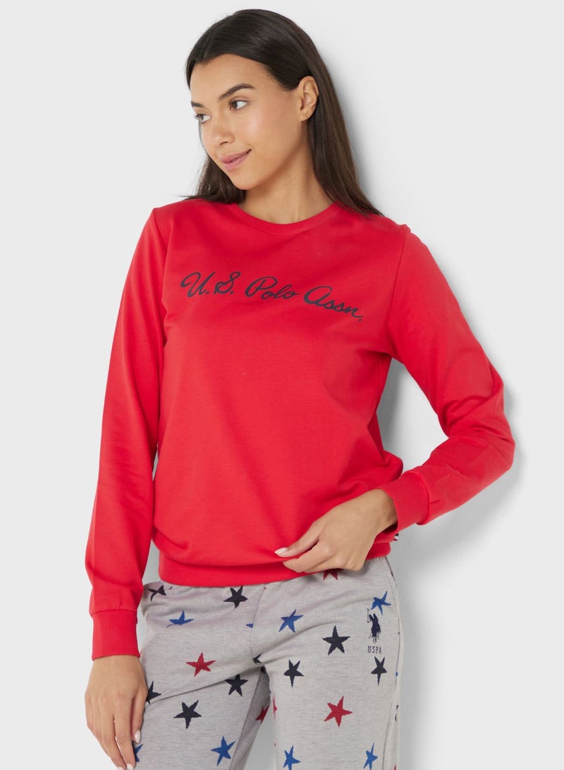 Printed High Waist Logo Pyjama Set