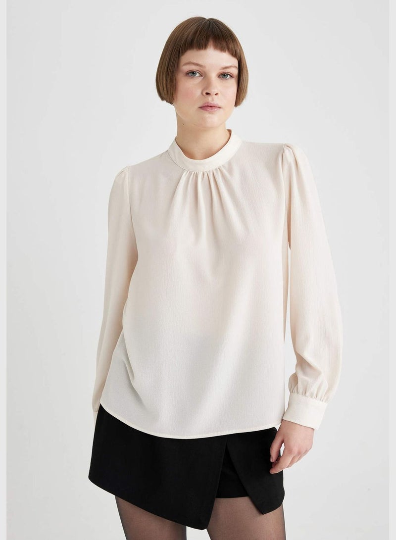 Woman Woven Long Sleeve Blouse