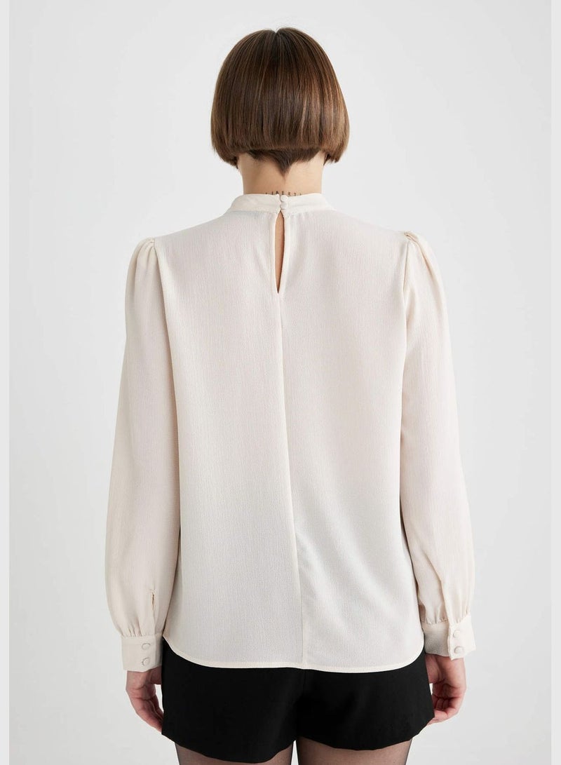 Woman Woven Long Sleeve Blouse