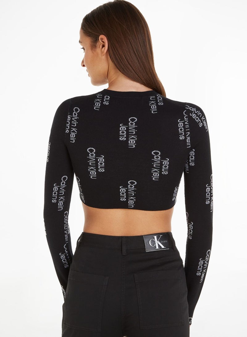 Crew Neck Embroidery Crop Top