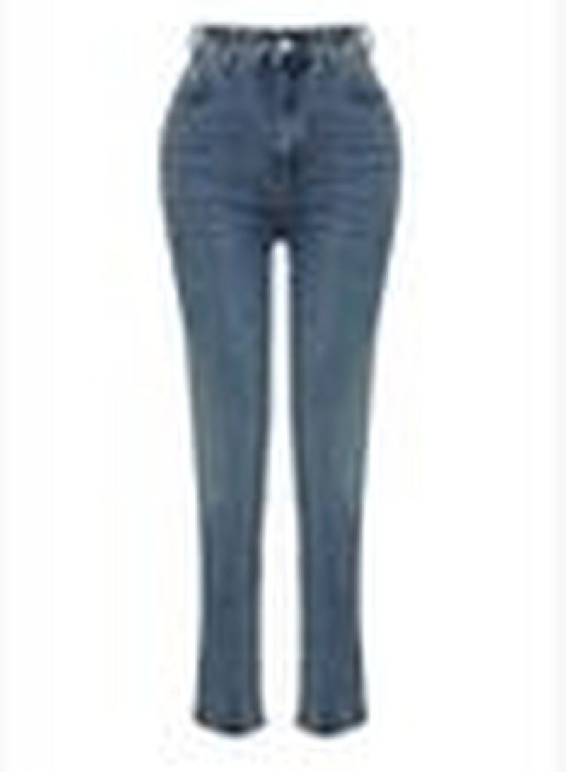Blue High Waist Slim Mom Jeans TWOSS24JE00039