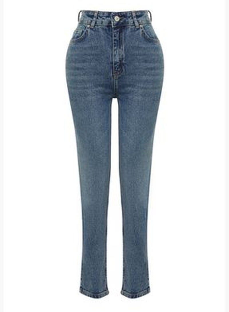 Blue High Waist Slim Mom Jeans TWOSS24JE00039