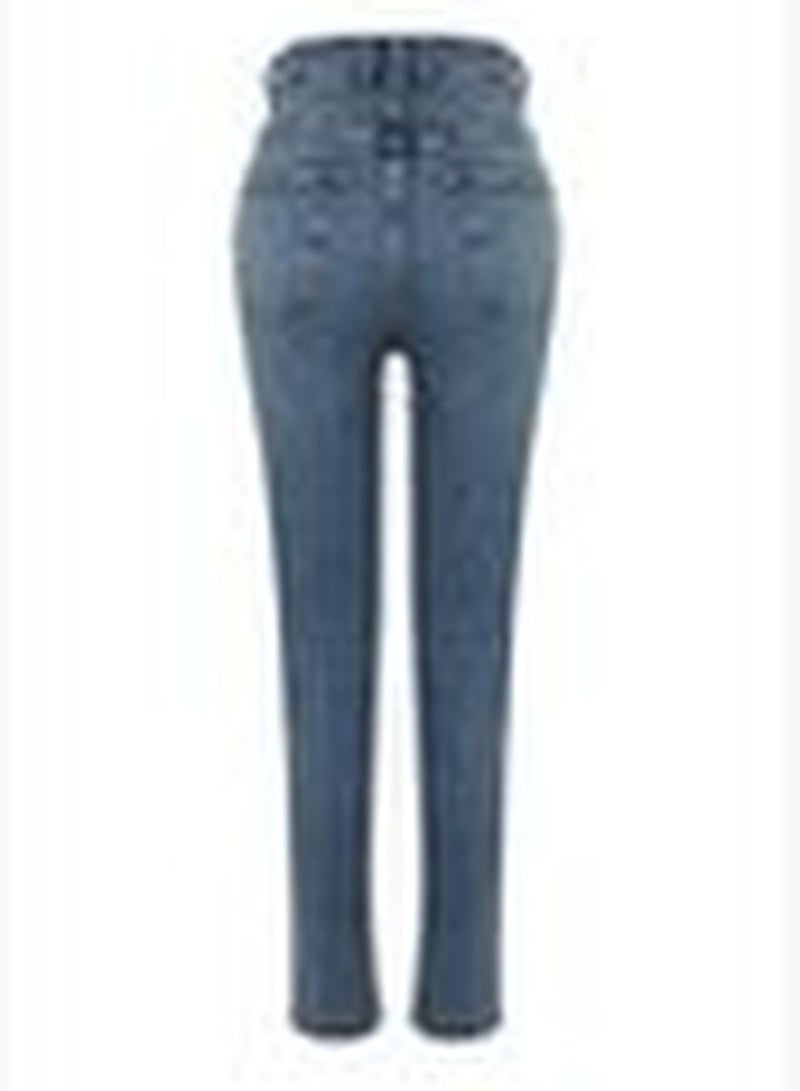 Blue High Waist Slim Mom Jeans TWOSS24JE00039