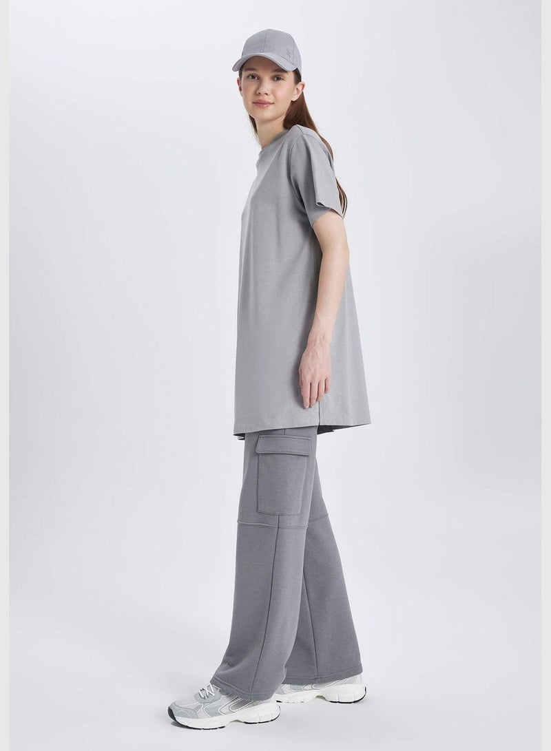Woman Knitted Trousers Wideleg Cargo