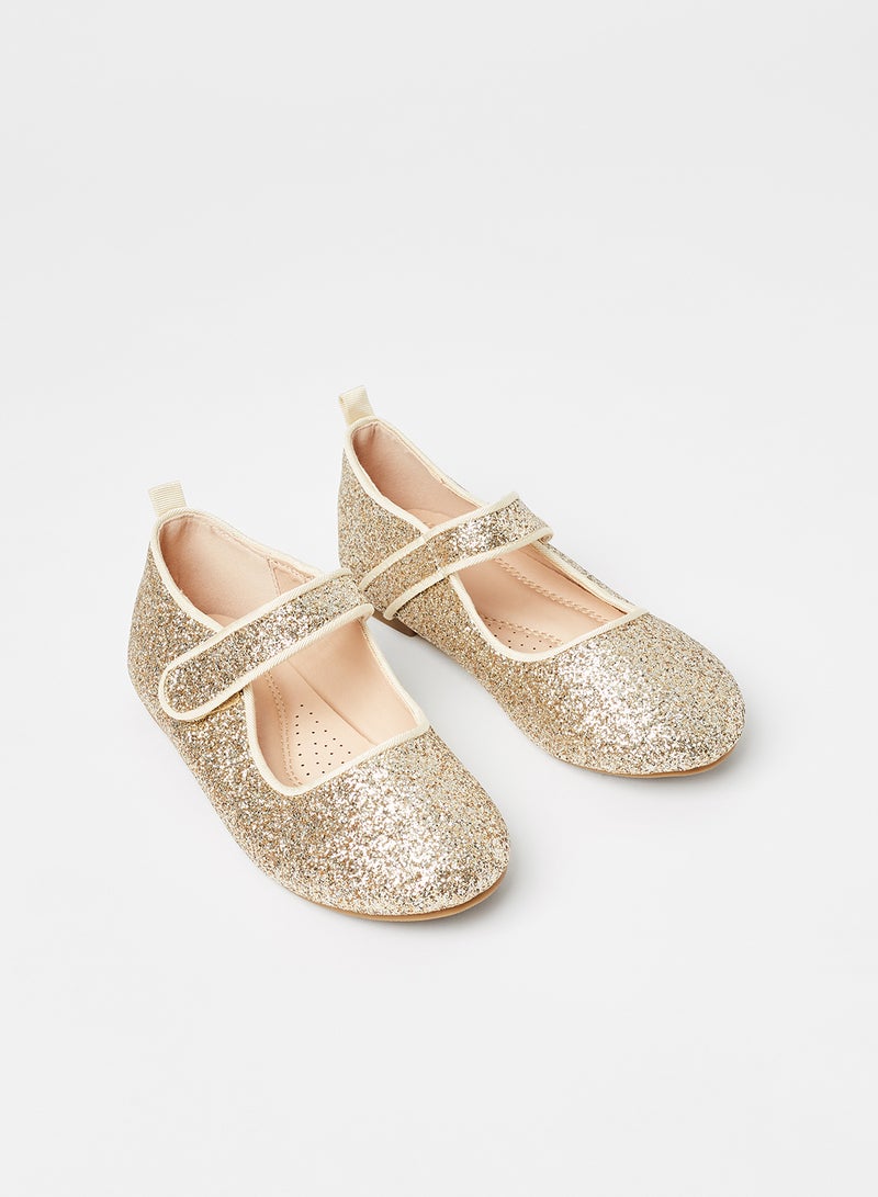 Casual Strap Ballerina Gold