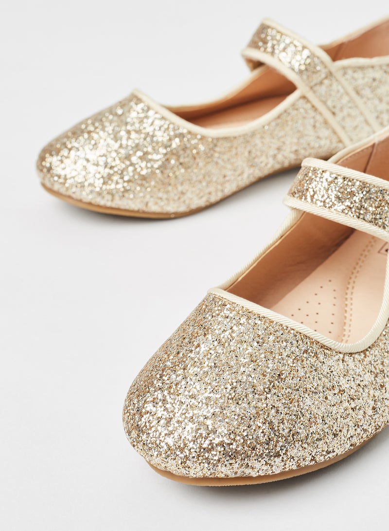 Casual Strap Ballerina Gold