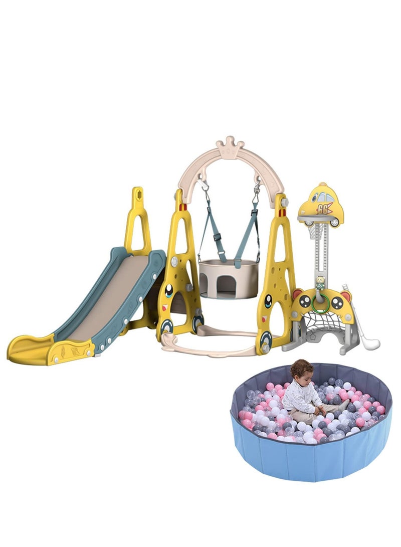 7-in-1 Kids Indoor and Outdoor Playground Set: Slide, Swing, Soccer, Climber - Sports Toys for Home Entertainment, Ideal for Ages 1-5