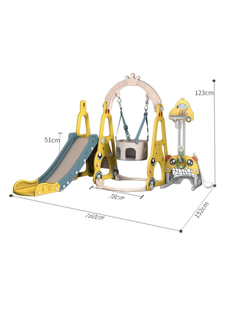 7-in-1 Kids Indoor and Outdoor Playground Set: Slide, Swing, Soccer, Climber - Sports Toys for Home Entertainment, Ideal for Ages 1-5