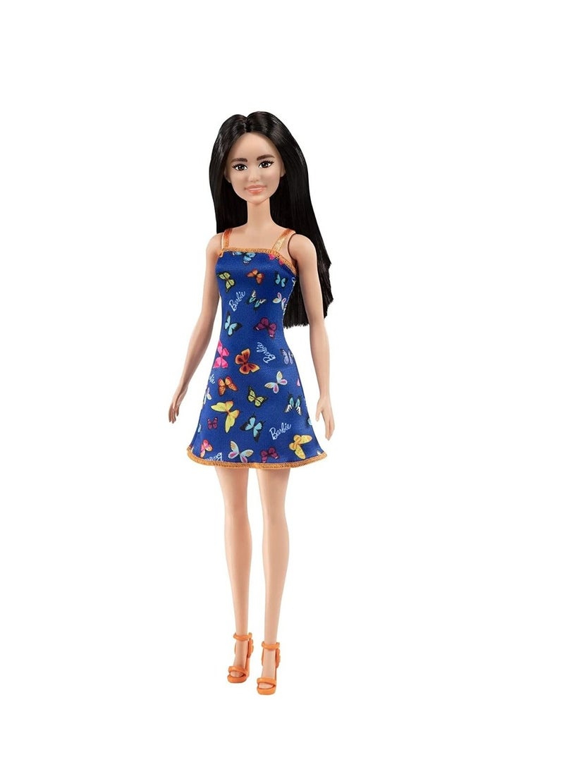 Barbie Doll Blue Butterfly Print - Orange and Blue Dress
