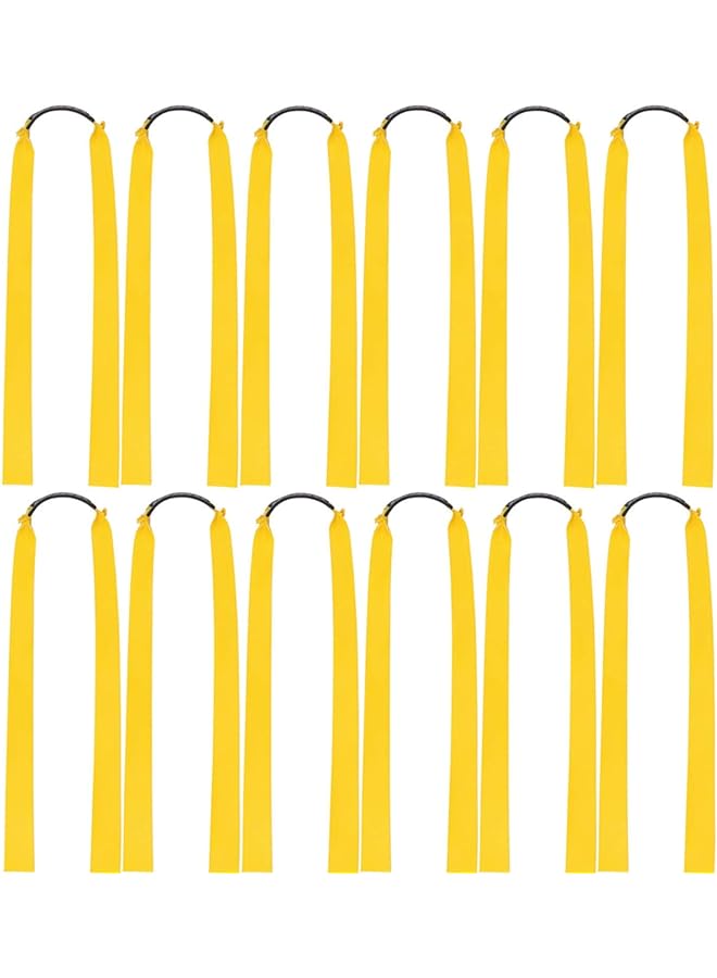 Flat Slingshot Rubber Bands, 12 Pcs 0.75mm Thickness Folding Yellow Flat Elastic Band, Replacement High Elastic Rubber, Latex Flat Rubber Bands for Slingshot Catapult