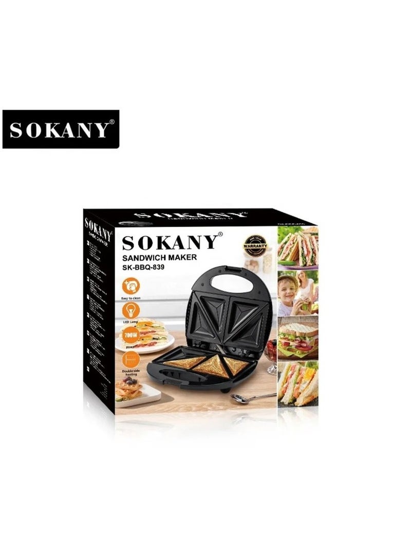 Sokany SK-BBQ-839 Non Stick Electric Sandwich Maker 4 Slices