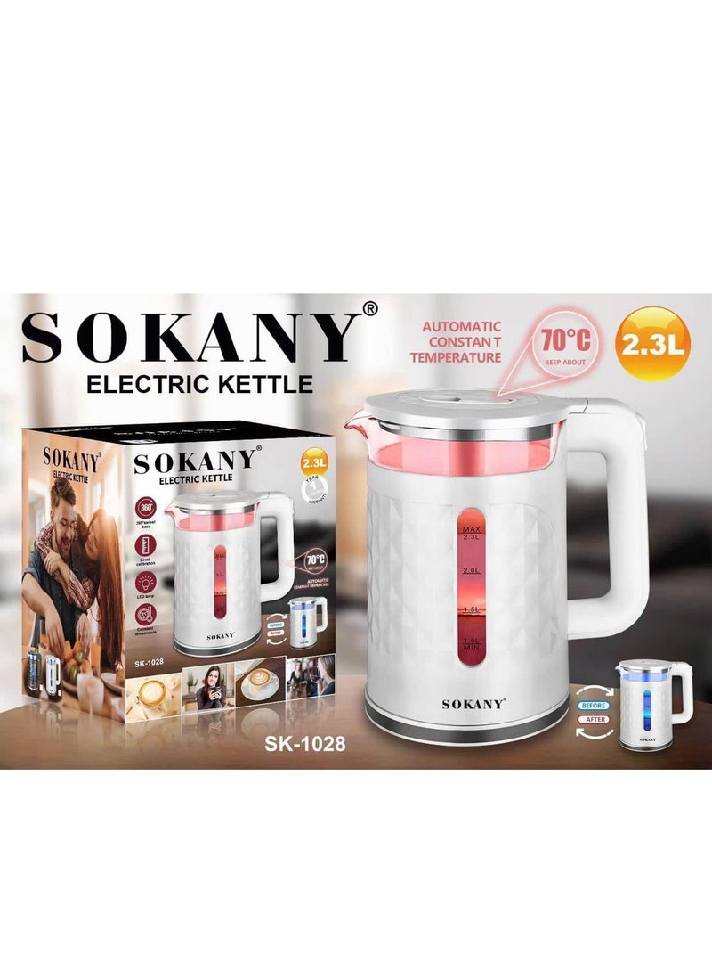 Glass Water Boiler 2.3lt 2000W With Lighting Change Depending On The Temperature, SK-1028