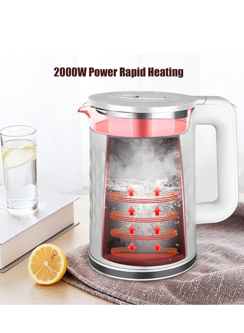 Glass Water Boiler 2.3lt 2000W With Lighting Change Depending On The Temperature, SK-1028