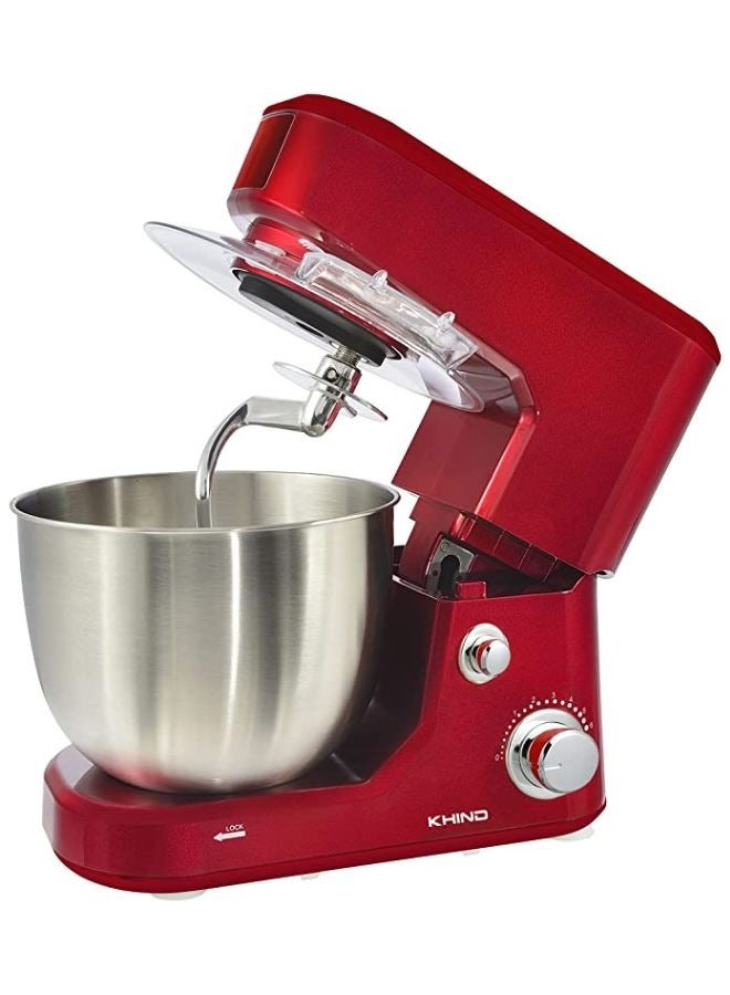 Stand Mixer With Food Grade Stainless Steel Bowl, Beater And Hook 5 L 1000 W SM506P Red