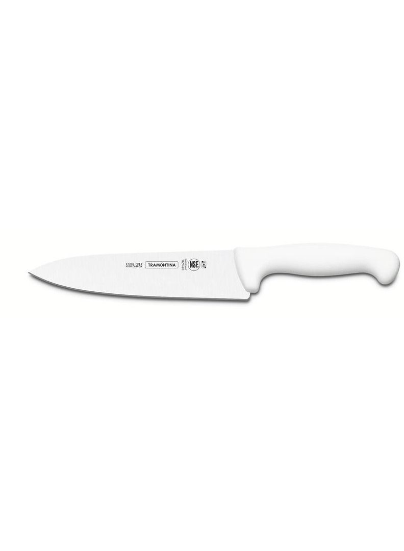 Professional 12 Inches Meat Knife with Stainless Steel Blade and White Polypropylene Handle with Antimicrobial Protection