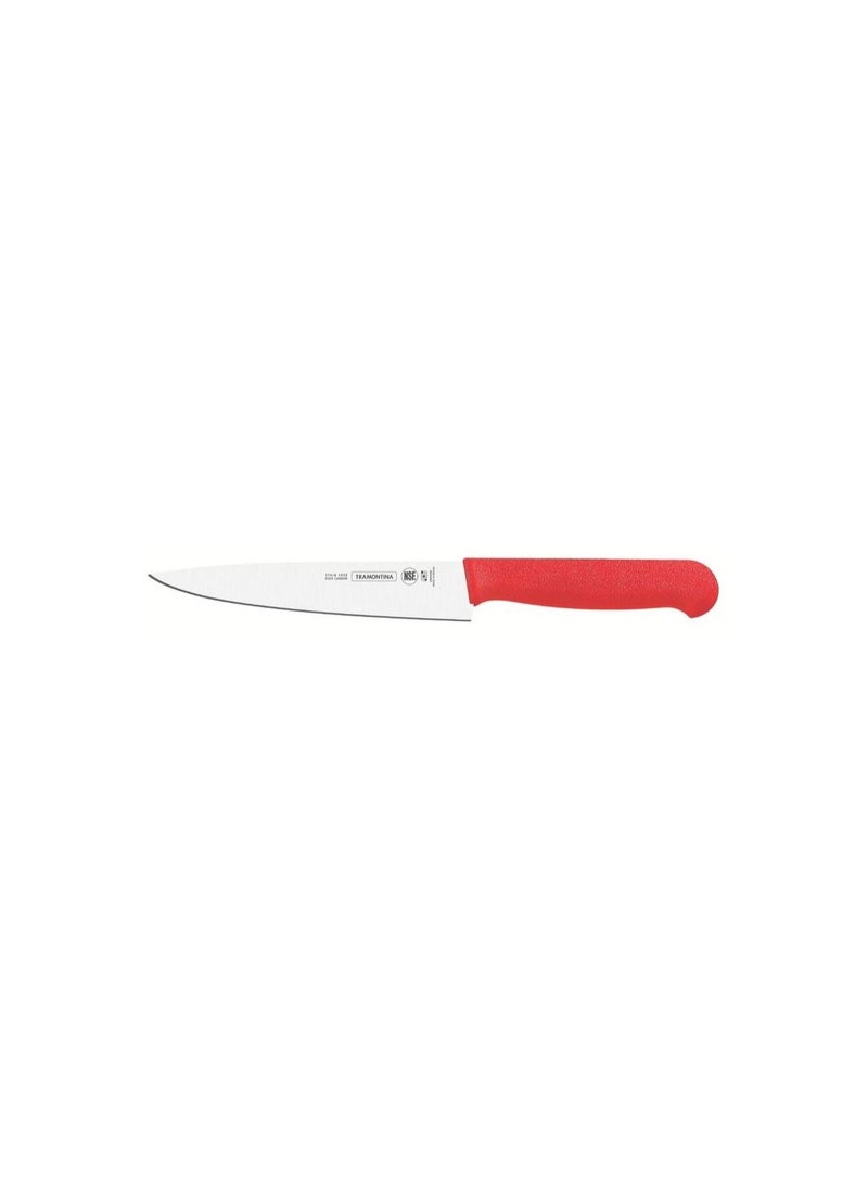 Professional 10 Inches Meat Knife with Stainless Steel Blade and Red Polypropylene Handle with Antimicrobial Protection
