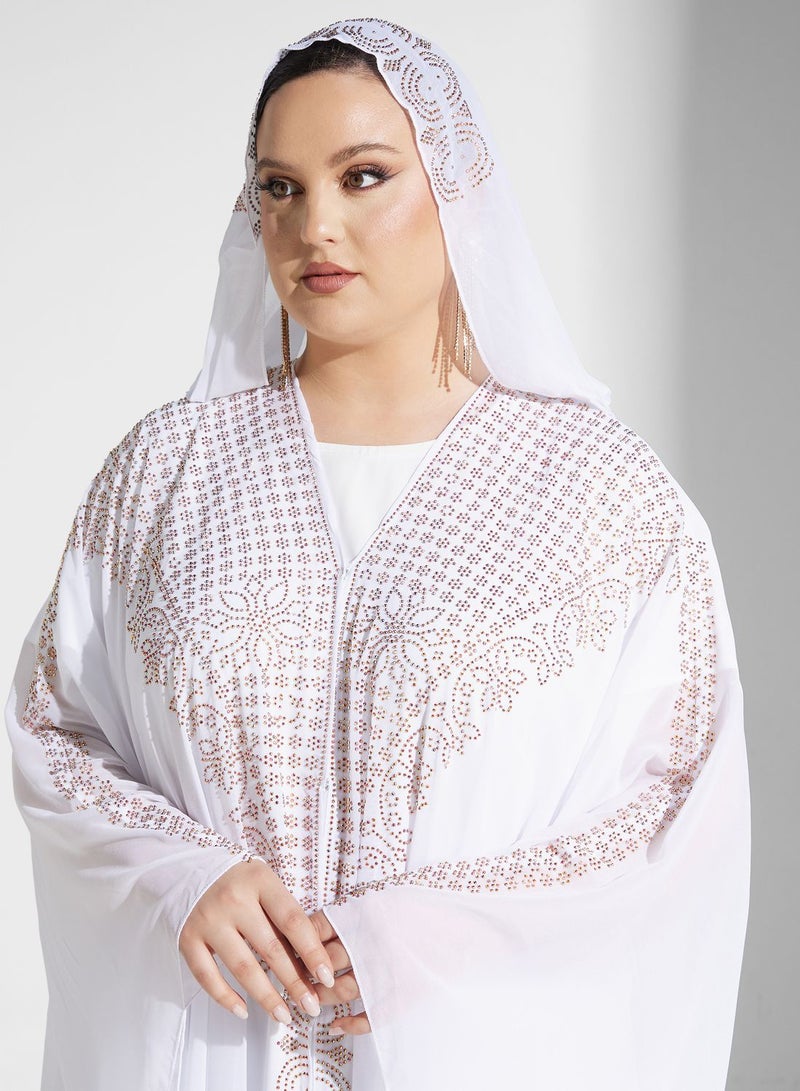 Embellished Detail Abaya With Hood