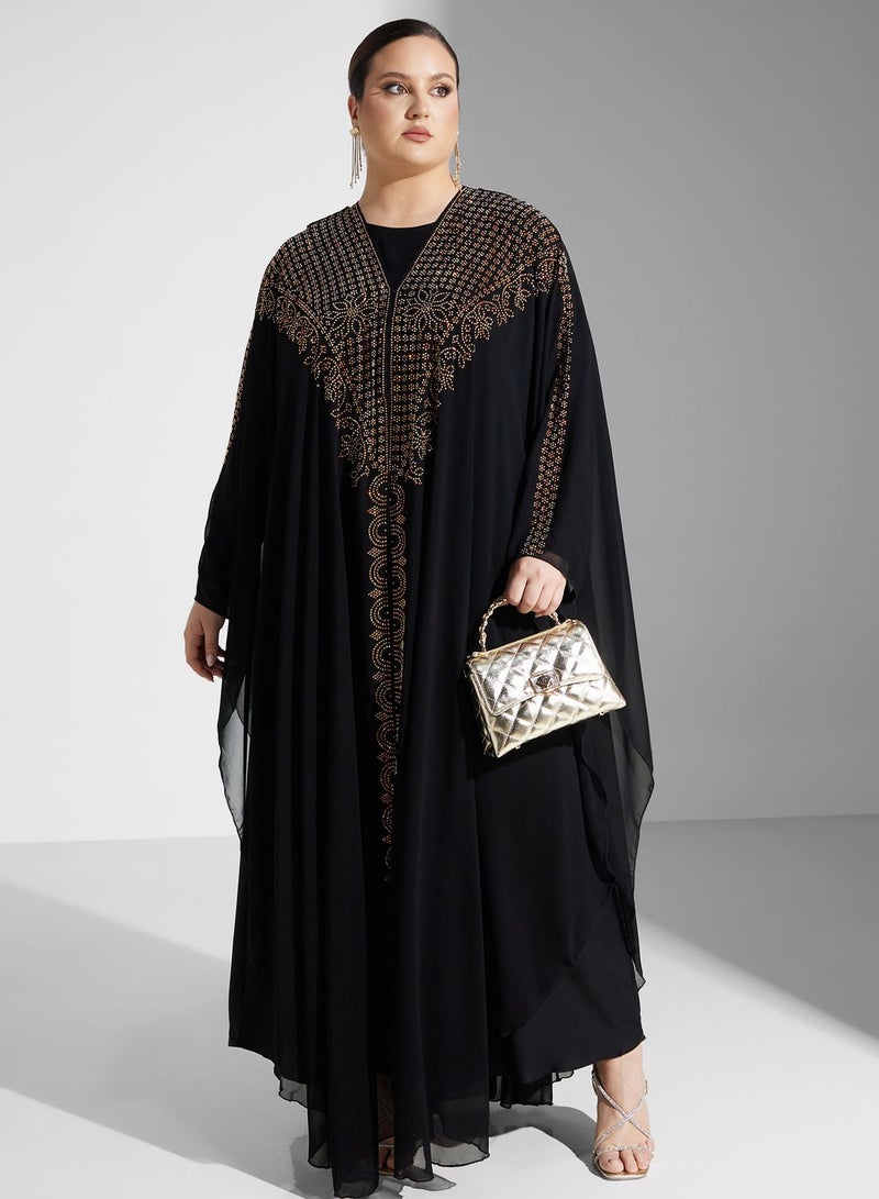 Embellished Detail Abaya With Hood