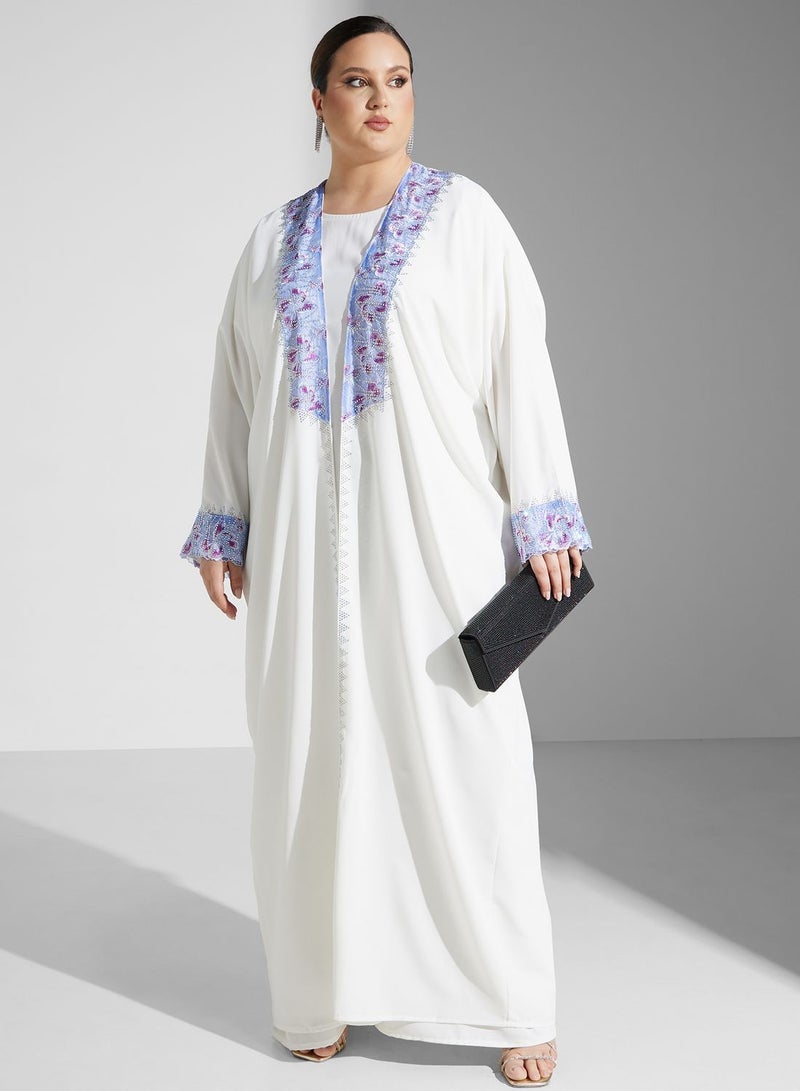 Embellished Detail Abaya With Inner & Sheila