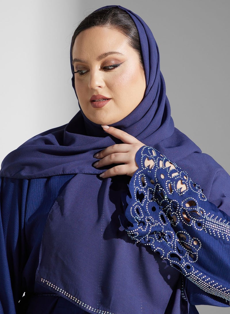 Shimmer Detail Abaya With Sheila