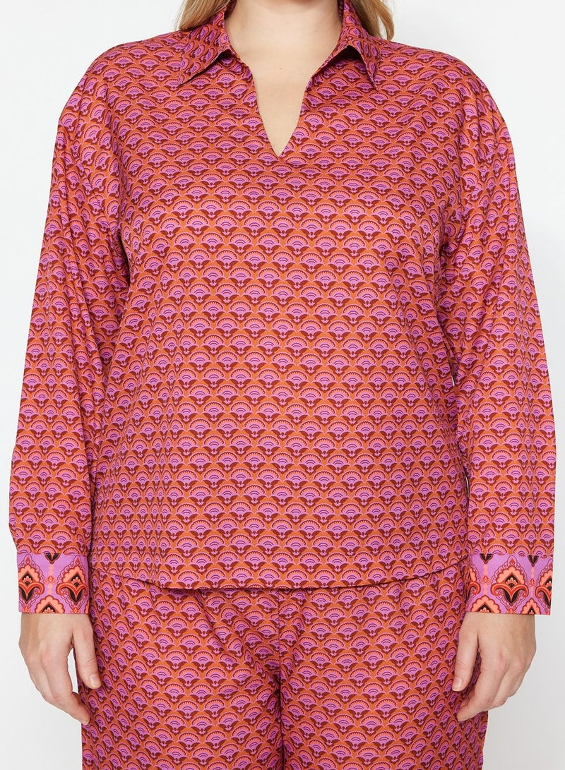 Polo Neck Printed Top